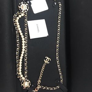 CHANEL Authentic New Pearl/Gold/Black Leather Belt